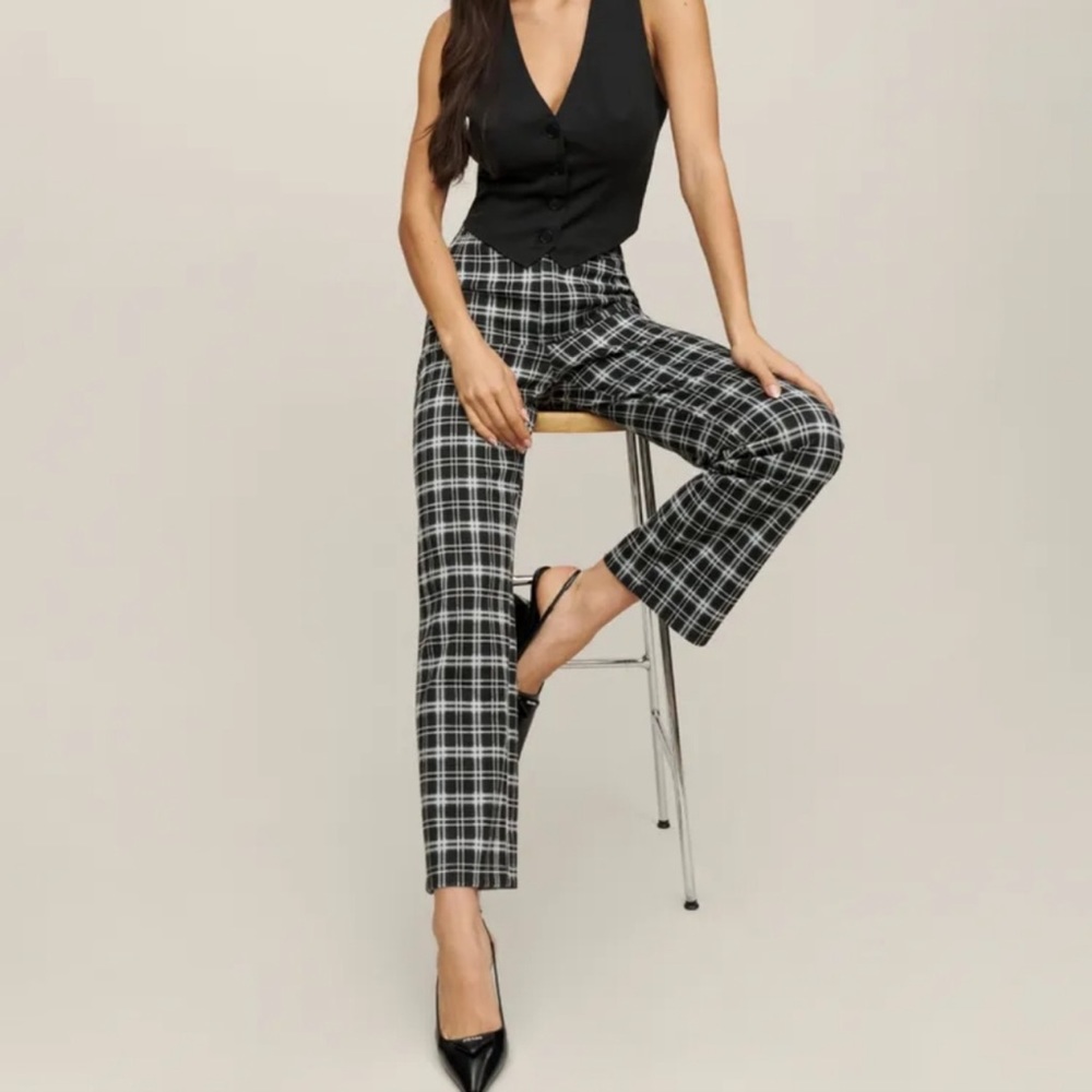Reformation Franklin Plaid Pants